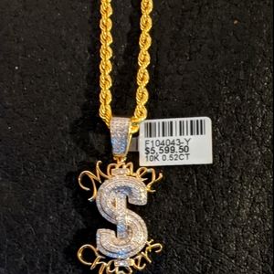 10K Gold 0.52 CT Genuine Diamond Custom $ charm